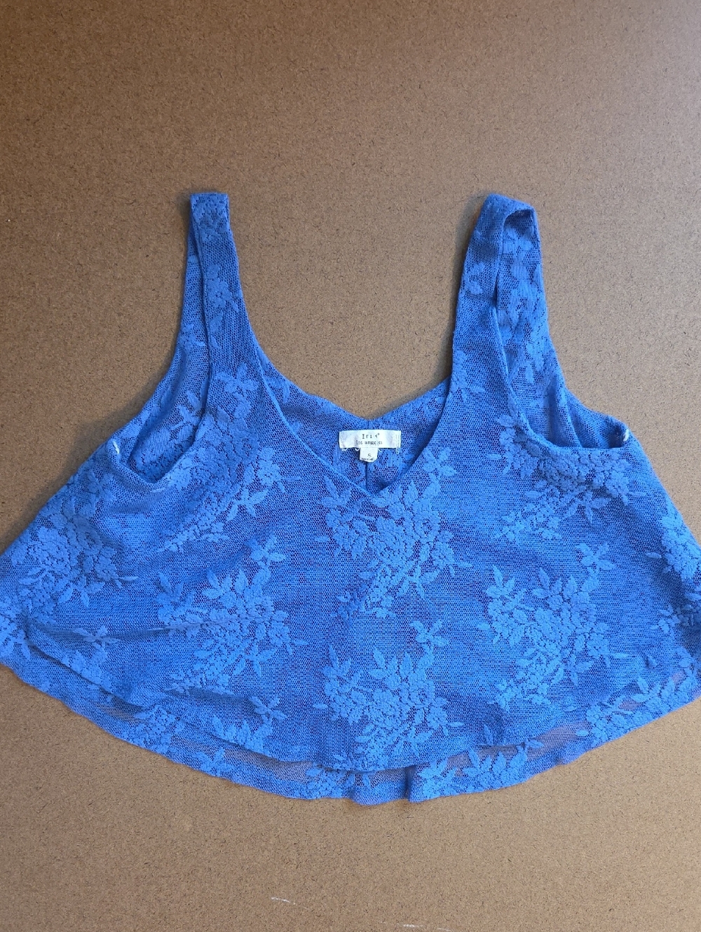 Bohemian Blue Lace V-Neck Women's Tank Crop Top